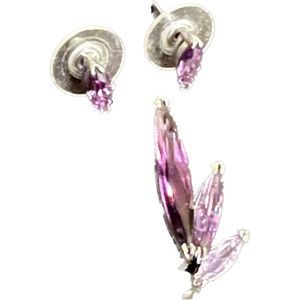 Vintage Violet Crystal Earring and Pendant Set